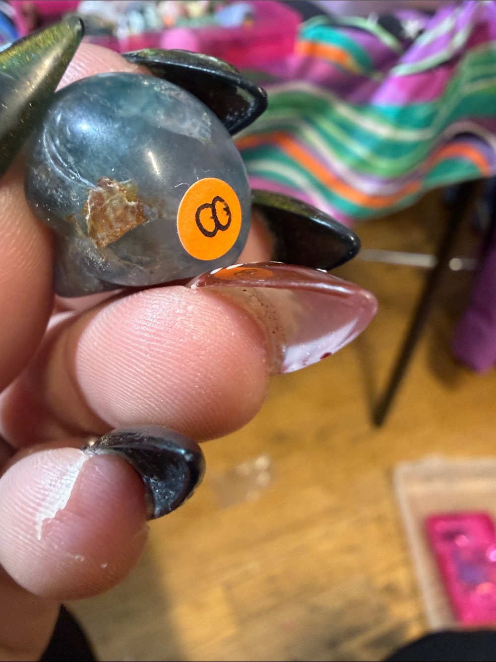 Blue Crystal Skull Charm Pendant - fluorite mini crystal figurine - Picture 3 of 5